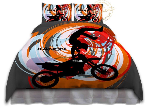 Orange Motocross Comforter Motocross Bedding Sets Etsy