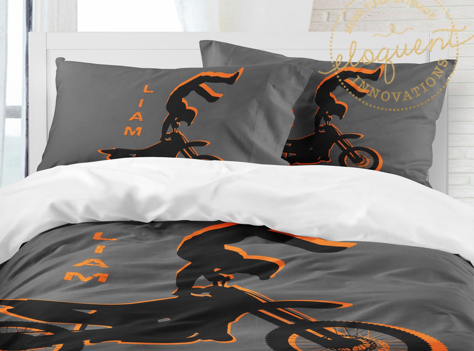 Orange Boys Motocross Bedding Sets Motocross Duvet Cover Etsy