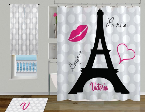Bathroom Shower Curtains Black And White Polka Dot Shower Etsy