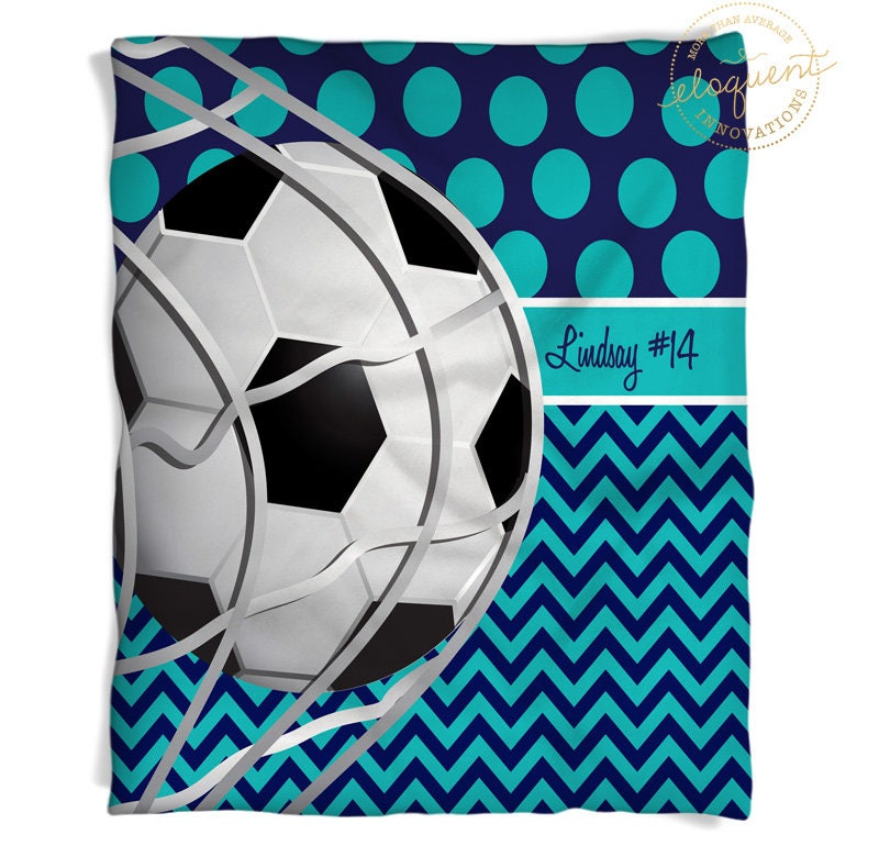 Personalized Soccer Blanket Sports Team Blanket Black and White Soccer Ball Throw Player #256 Kids Boys or Girls Soccer Gift Soccer Mom