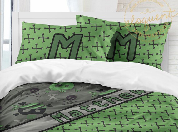 Green Duvet Cover Zombie Bedding Monster Personalized Duvet Etsy