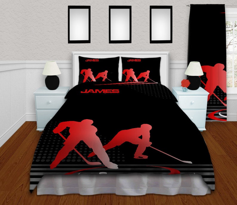 Hockey Bedding for Kids Comforter Red Hockey Bedding Etsy