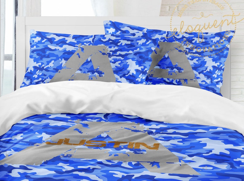 Blue Camouflage Bedding Comforter Kids Camo Camouflage Etsy