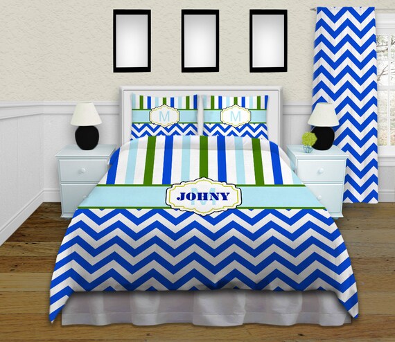Boys Duvet Covers Chevron Duvet Cover Turquoise Blue Etsy