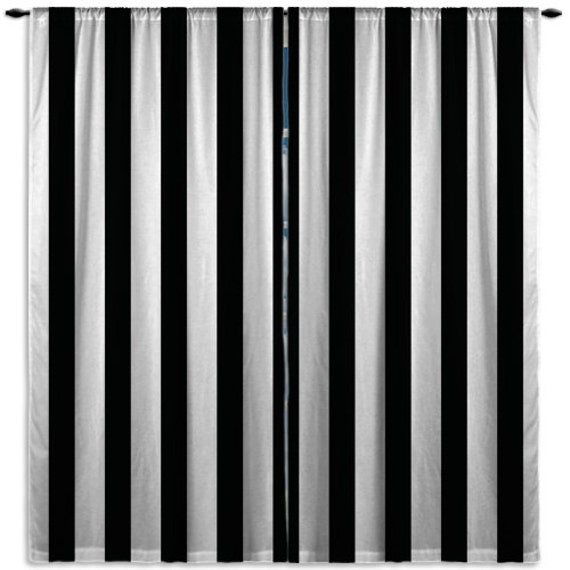 Black And White Window Curtains And Window Treatments Striped Etsy