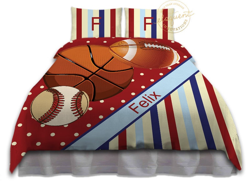 Kids Red Basketball Bedding Baseball Comforter Set Football Etsy