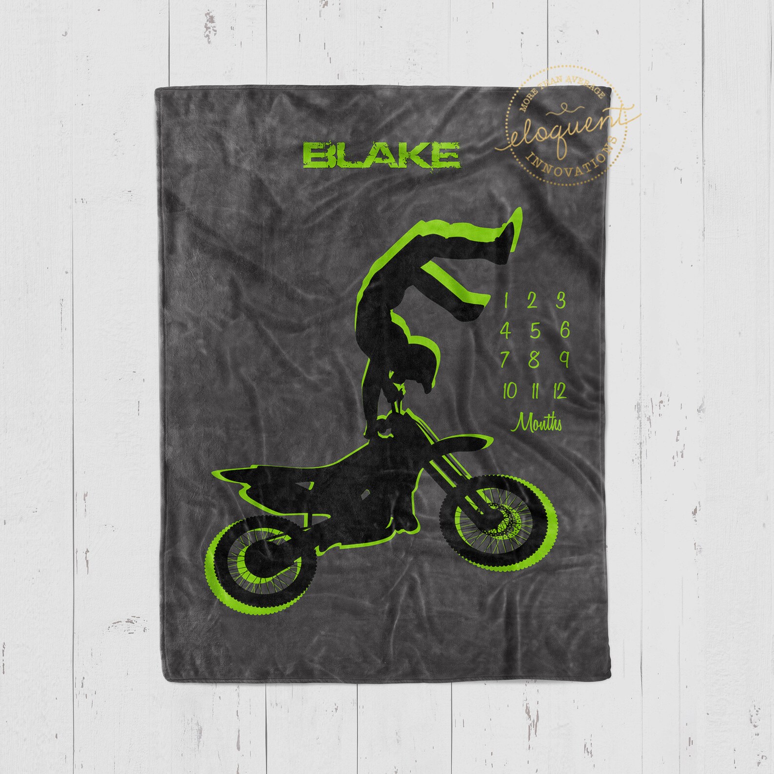Motocross Blanket Milestone Blanket Baby Name Blanket Minky Etsy