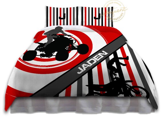 Dirt Bike Comforter Set Bedding Red White Dirt Bike Etsy