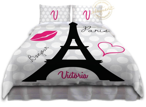 Hot Pink And Black Bedding Luxury Bedding Paris Duvet Cover Etsy