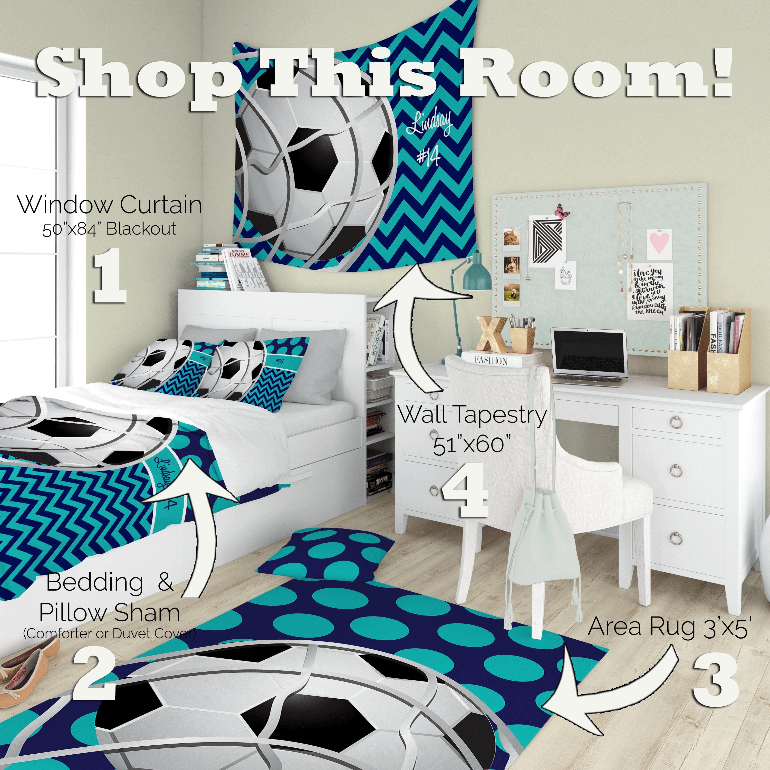 Buy Personalized Soccer Room Kids Room Decor Soccer Gifts Wall ...