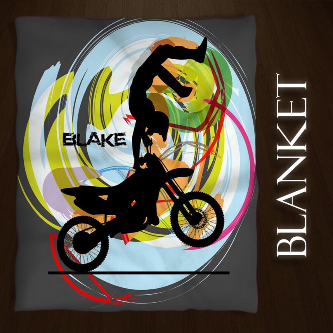 Motocross Blanket Personalized Throw Blanket Kids Fleece Etsy