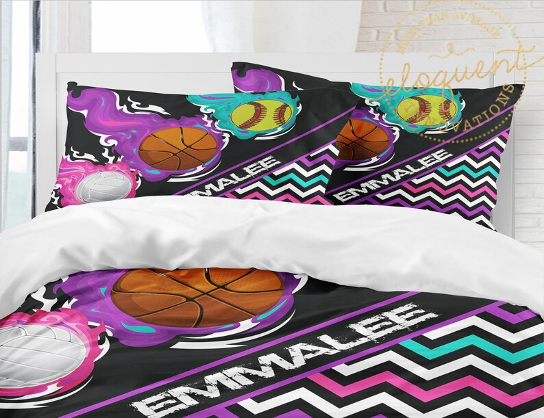 Girls Sports Bedding Personalized with Name Basketball image 1
