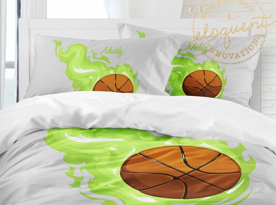 Basketball Themed Bedding Lime Green Duvet Cover Sports Etsy