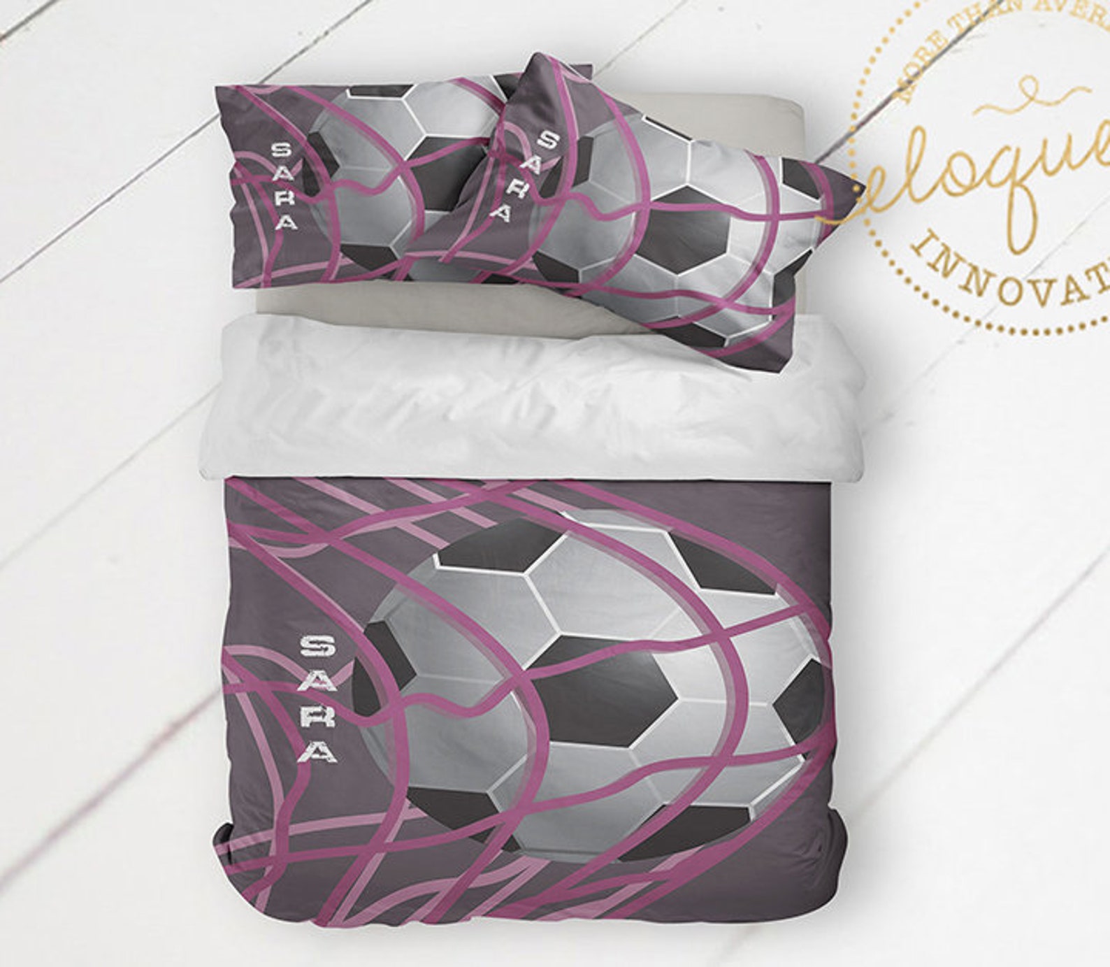 Bedding Soccer Soccer Bedding for Girls Teen Bedding Purple Etsy