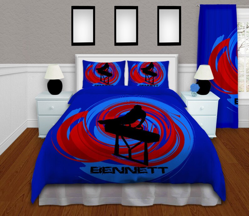 Gymnastics Bedding Boys Duvet Cover Blue & Red Gymnast Etsy