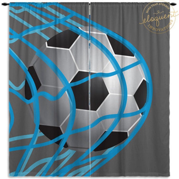 Personalized Boys Sports Curtains Soccer Ball Gray Blue Etsy