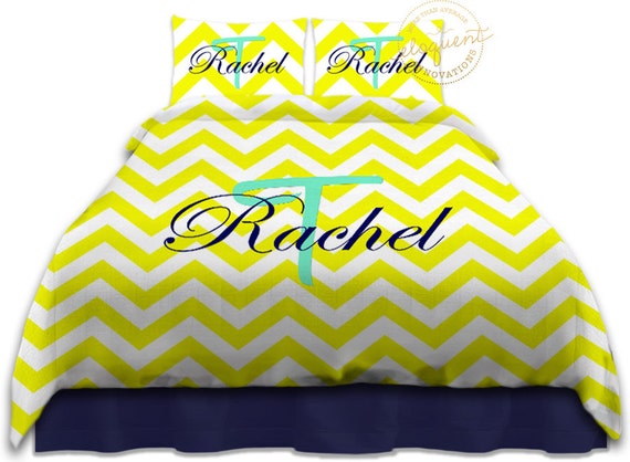 Chevron Twin Xl Comforter Yellow Bedding Bedding Set Queen Etsy