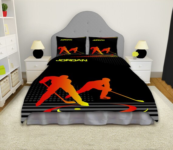 Hockey Bedding Hockey Duvet Cover Boys Bedding Sets Etsy