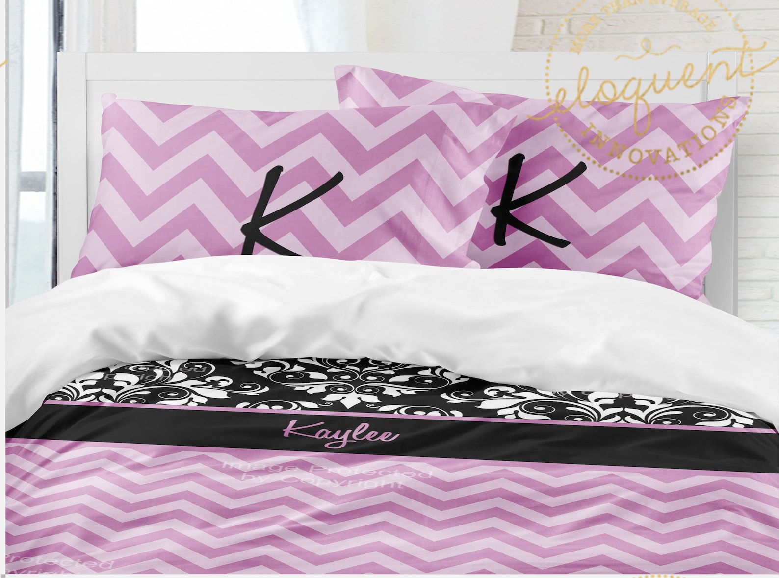 Chevron Bedding Purple Bedding Sets Queen Purple Damask Etsy