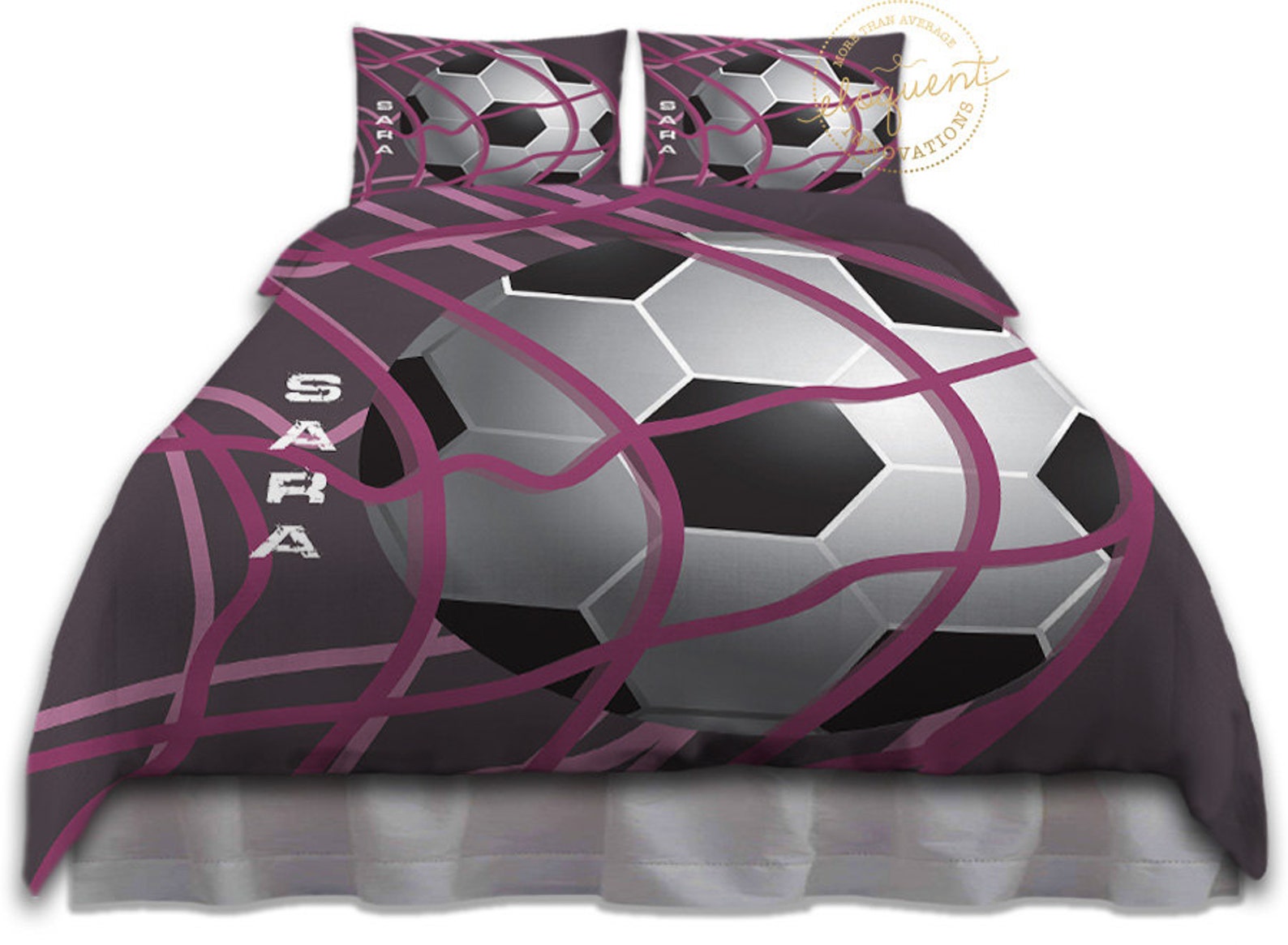 Bedding Soccer Soccer Bedding for Girls Teen Bedding Purple Etsy