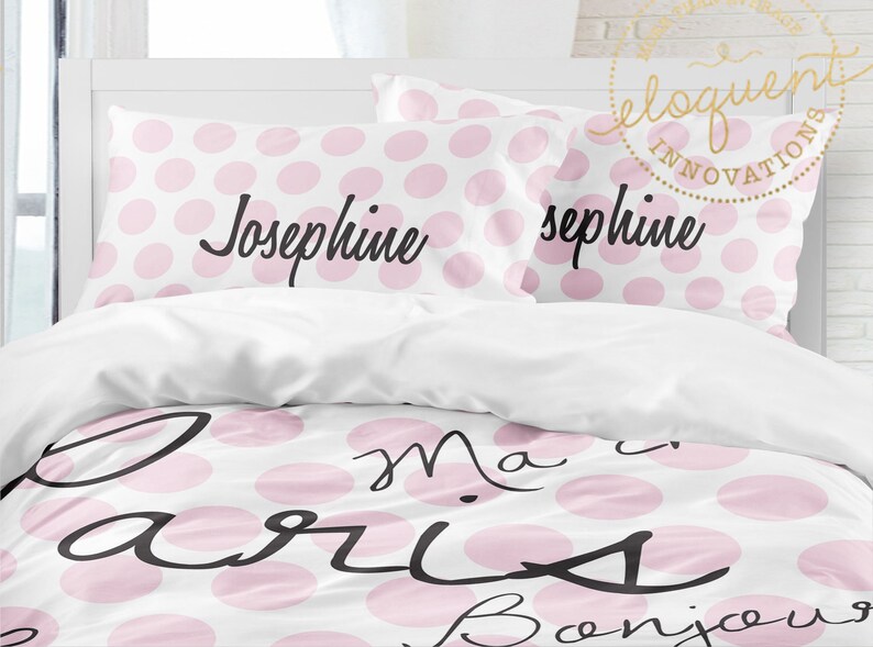 Pink Bedding Paris Theme Bedding Paris Duvet Cover Paris Etsy