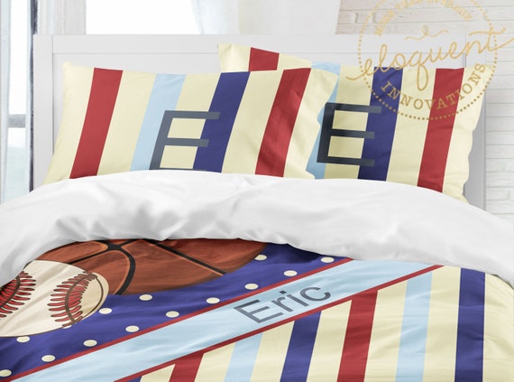Baseball Boys Sports Bedding Football Comforter Set Mens Blue Basketball Bedding Personalized King Queen Full Twin Xl Twin 151