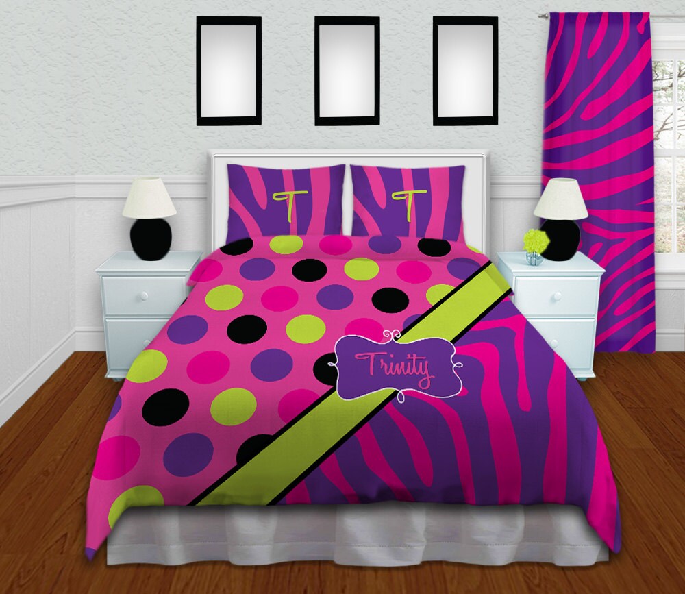 Bed Comforter Sets Zebra Print Purple Bedding Polka Dot Etsy