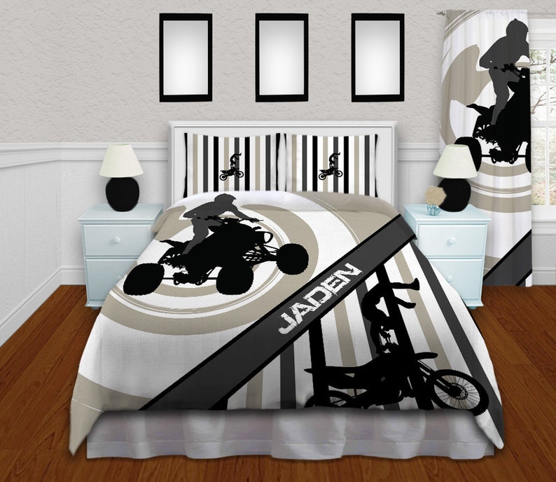 Dirt Bike Bedding Sets Duvet Cover Tan & White Motocross Etsy