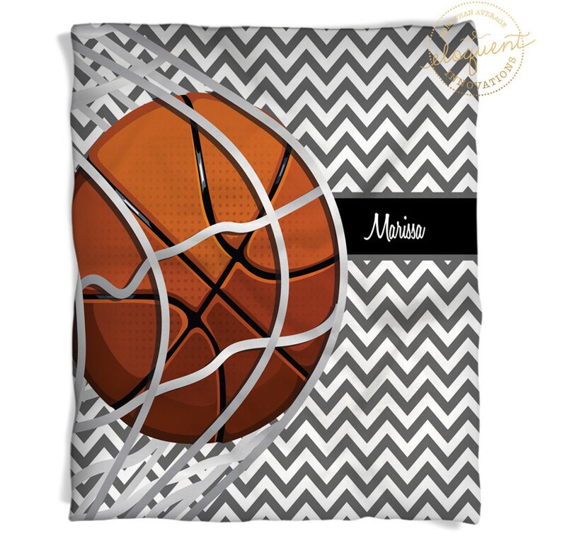 Basketball Fleece Blanket Personalized Sports Thow Gray & Etsy