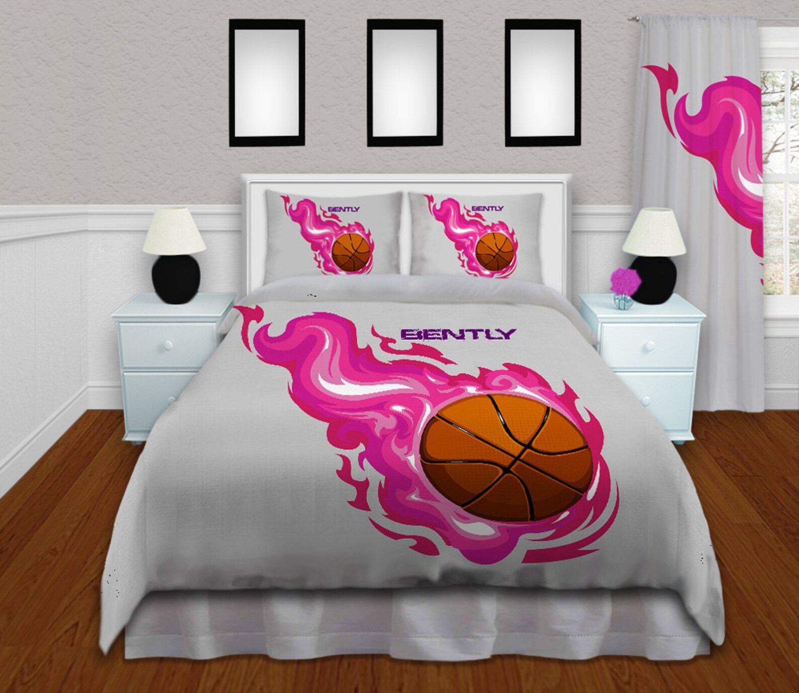 Basketball Bedding Sets Girls Duvet Cover Pink Grey & Etsy