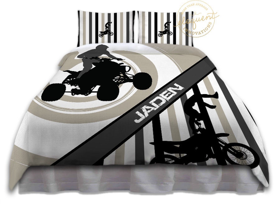 Motocross Bedding Set Comforter Tan White 50