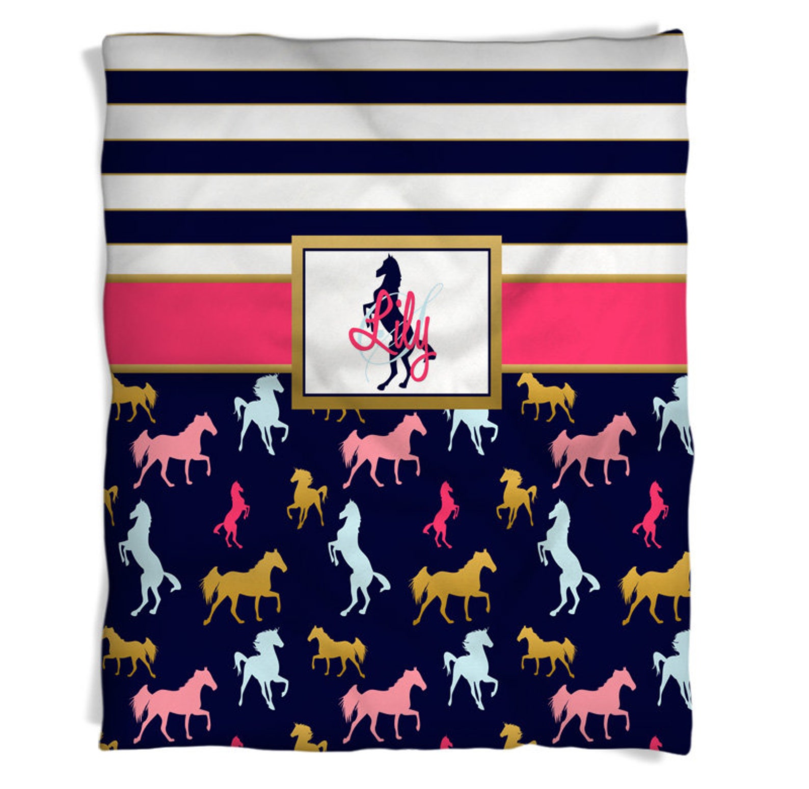 Horse Blanket Girls Blanket Multi Color Blankets Fleece Etsy