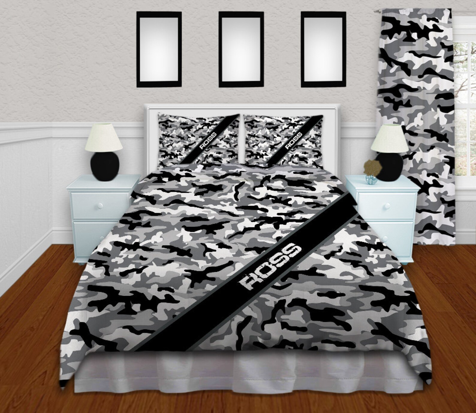 Grey Camo Bedding Comforter Black and White Snow Camouflage Etsy