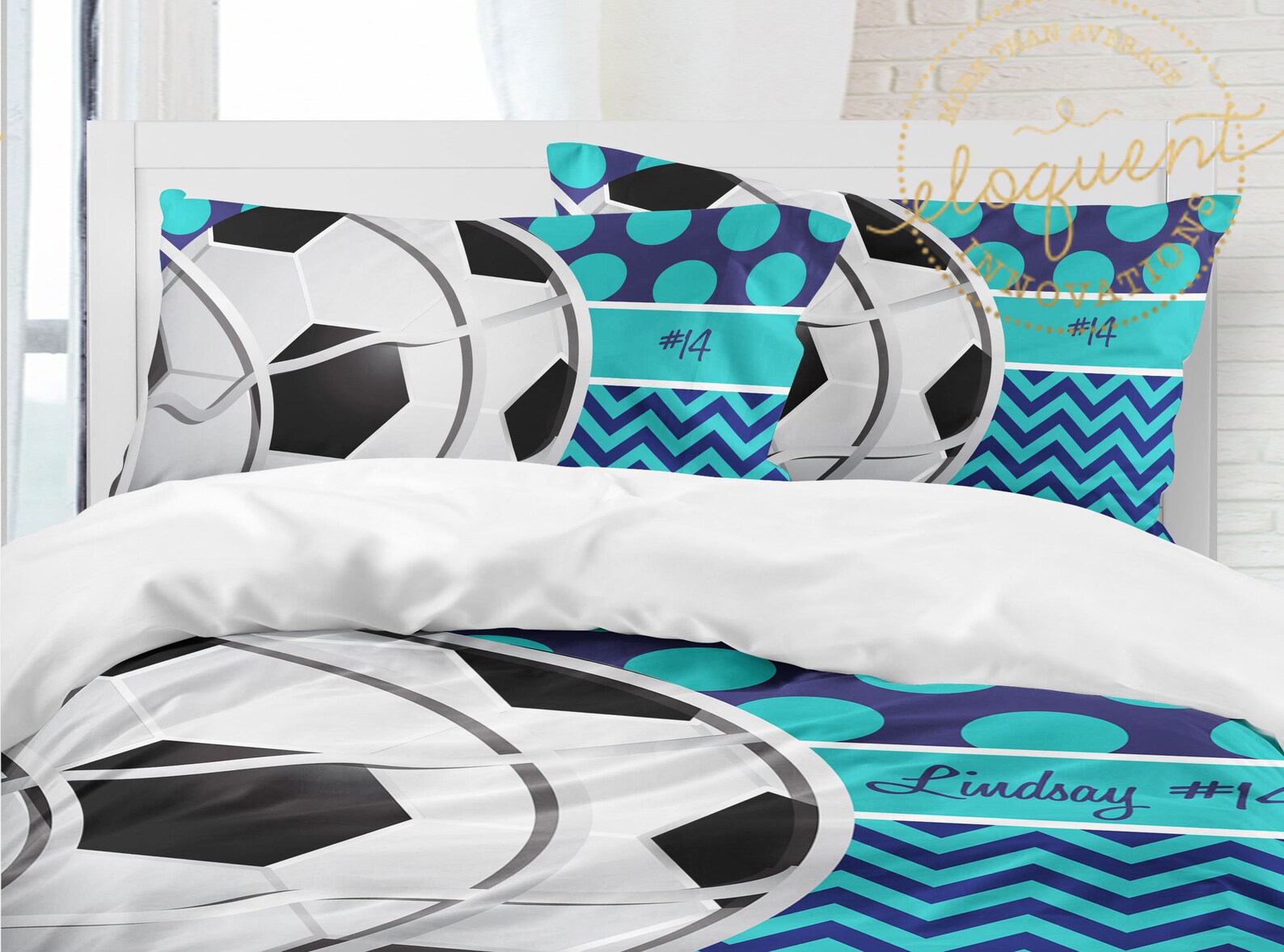 Soccer Duvet Covers Teal Bedding Soccer Ball Duvet Kids Etsy