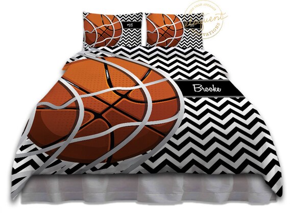 Basketball Themed Bedding Duvet Cover Black White Chevron Basketball Bedding Kids Sports Personalized King Queen Full Twin 262