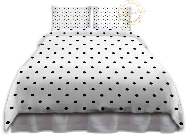 Black And White Bedding King Size Duvet Cover Polka Dot Etsy