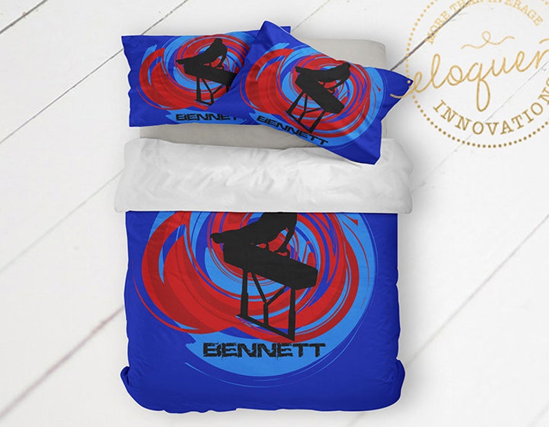 Gymnastics Bedding Boys Duvet Cover Blue & Red Gymnast Etsy
