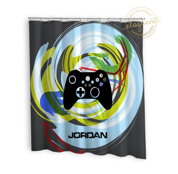 Personalized Video Game Shower Curtain Video Game Bathroom Etsy