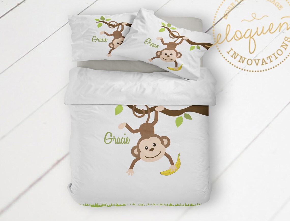 Monkey Bedding Set Jungle Theme Kids Bedding Change to Any Etsy