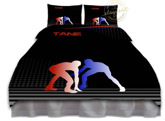 Wrestling Comforter Sets Personalized Wrestling Bedding Red Etsy