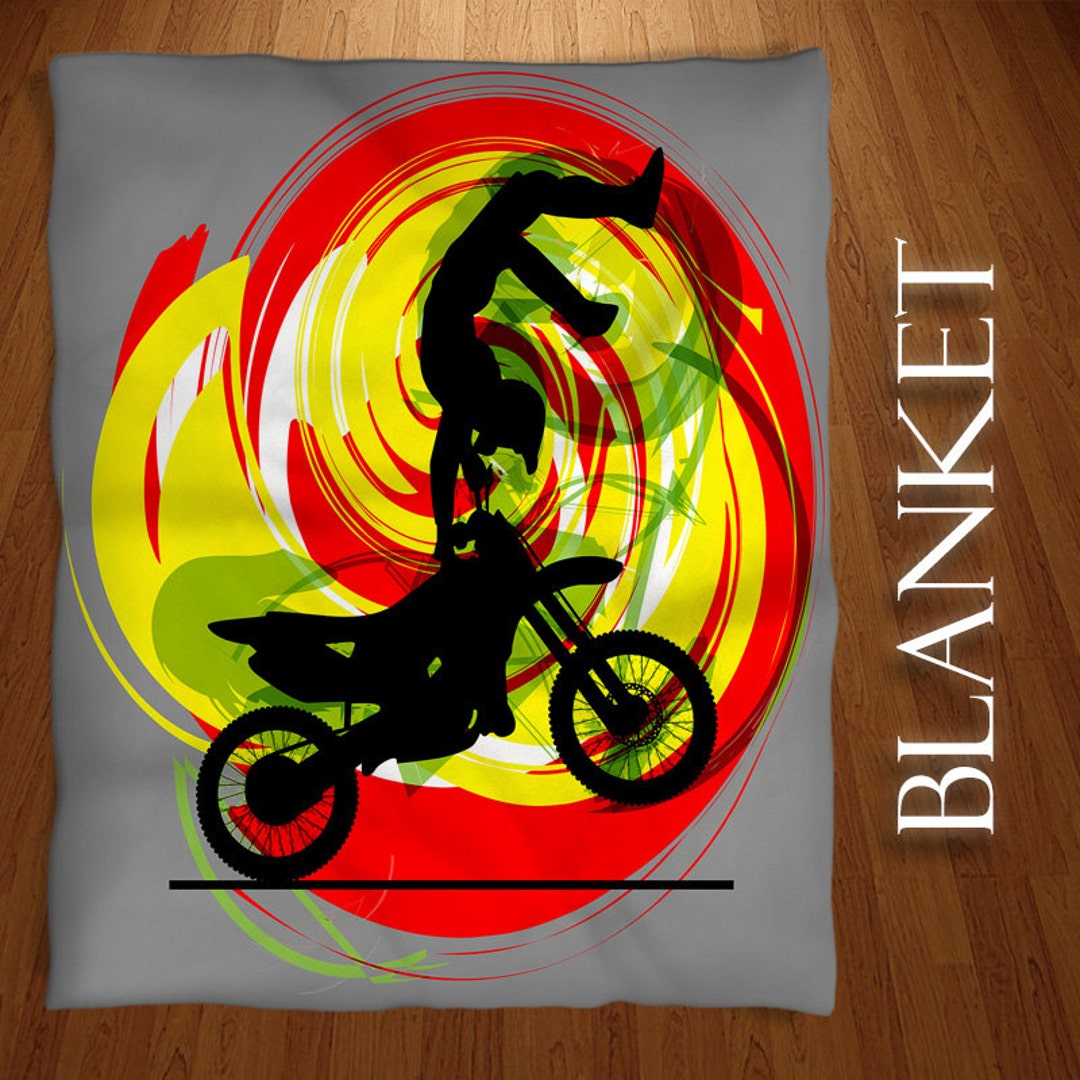 Motocross Blankets Dirt Bike Blanket in Gray Theme With Etsy