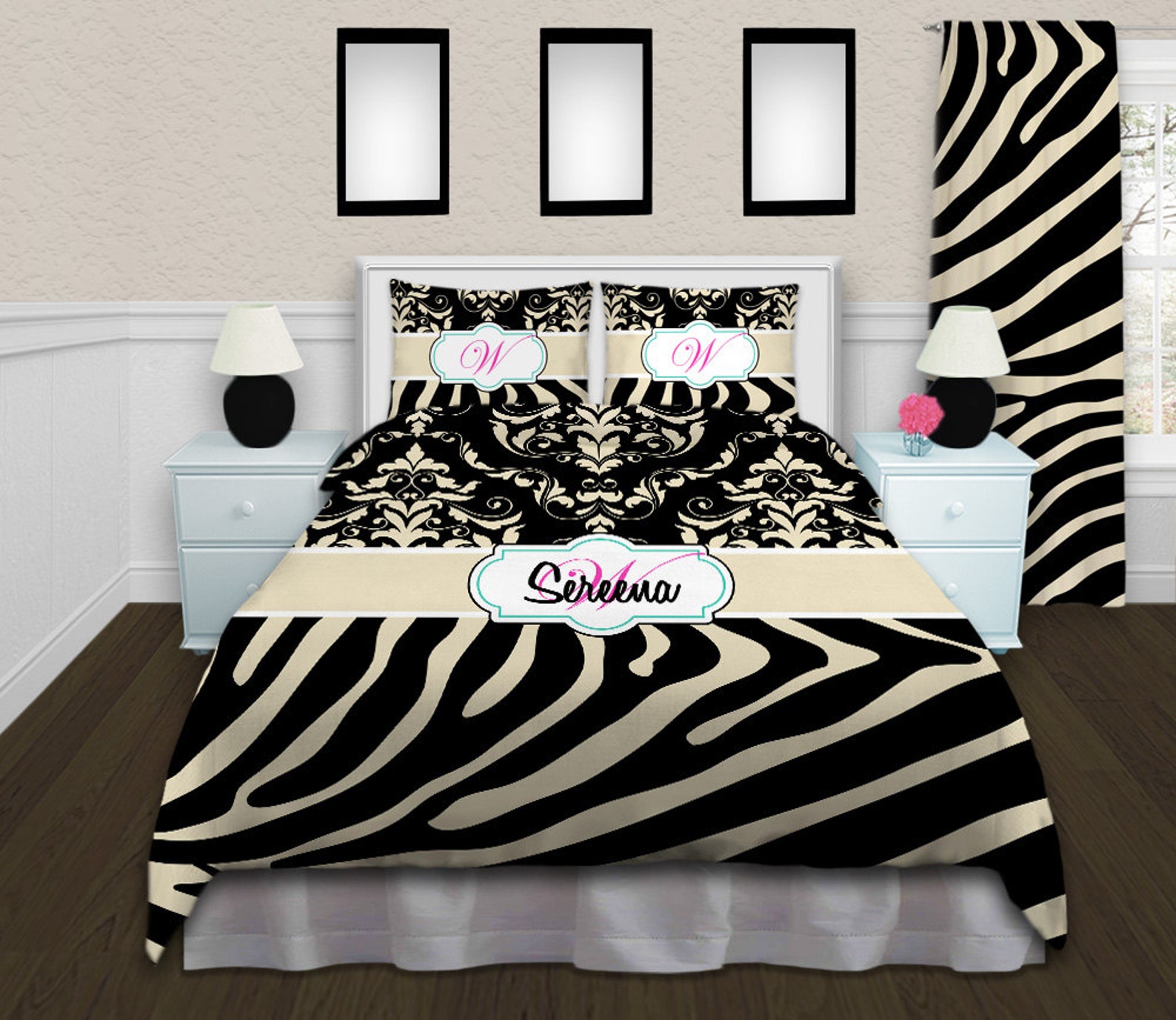 Black and Tan Zebra Print Duvet Cover Animal Print Bedding Etsy