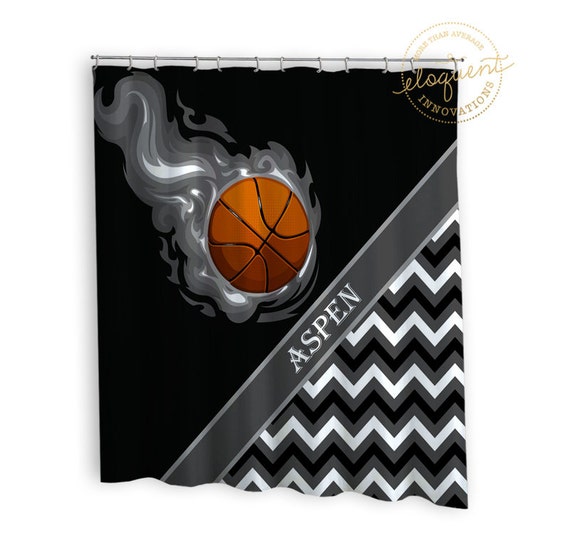Basketball Shower Curtains Boys Or Girls Sports Grey Black