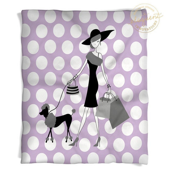 Items similar to Purple Throw Blankets Paris Fashion Girl, Modern