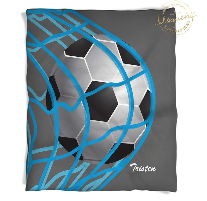 Personalized Soccer Blanket Sports Team Blanket Black and White Soccer Ball Throw Player #256 Kids Boys or Girls Soccer Gift Soccer Mom