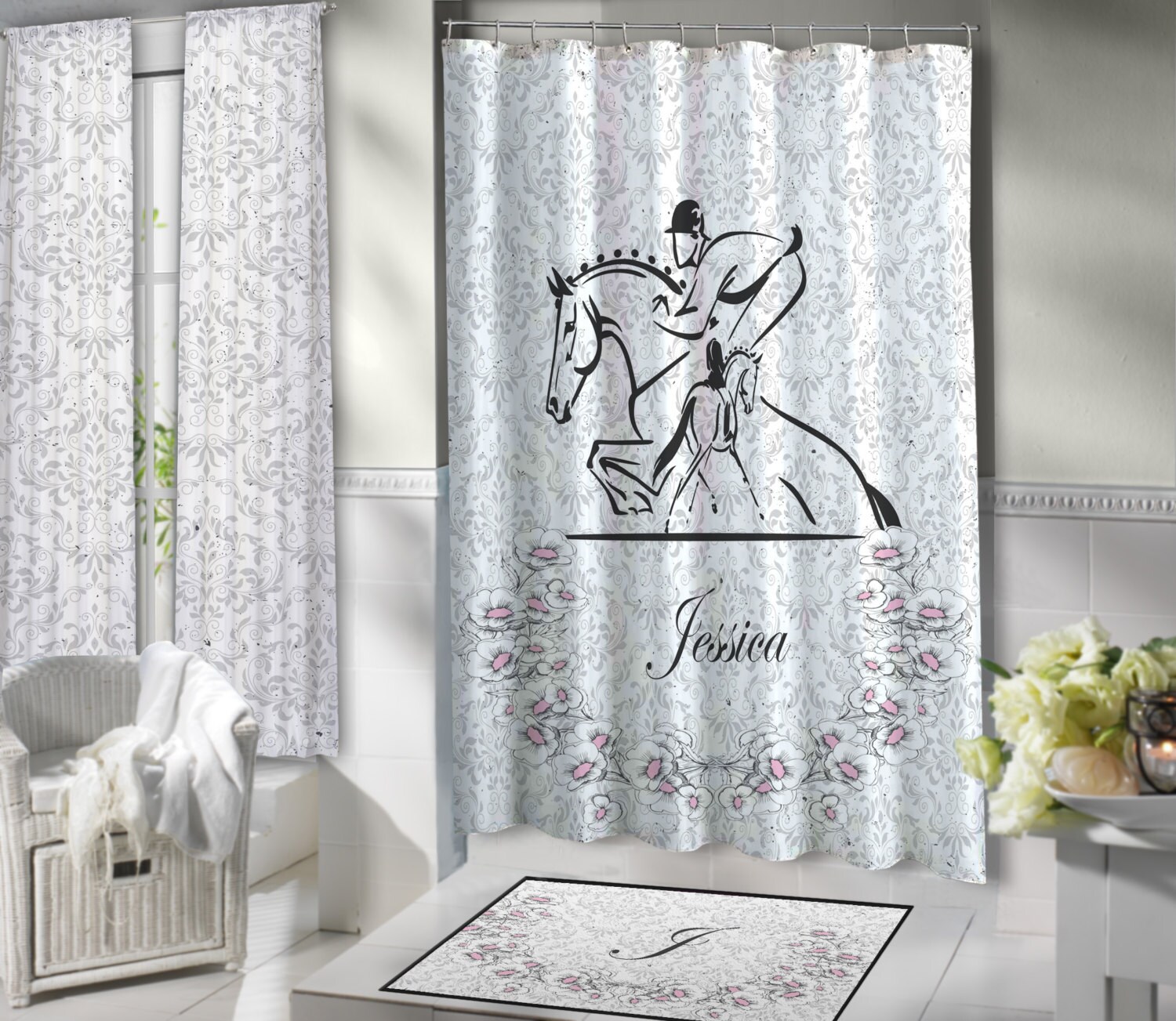 Horse Shower Curtain Dressage Shower Curtain Jumping Extra Etsy