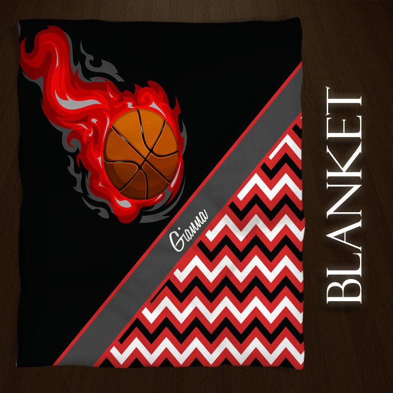Girls Basketball Fleece Blanket Red Chevron blankets and Etsy