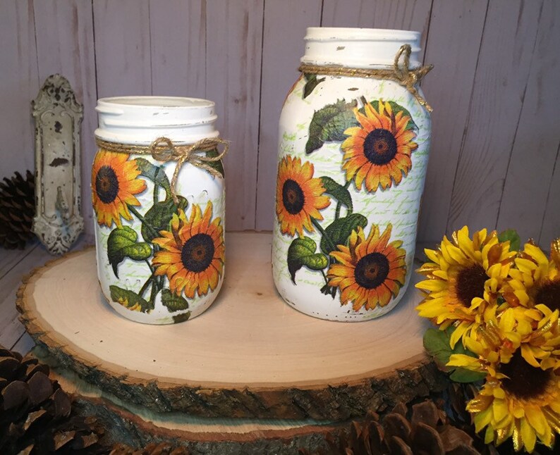 Rustic Sunflower Vases Rustic Wedding and Rustic Showers | Etsy