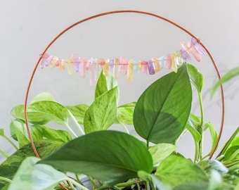 Copper Plant Trellis, Plant Accessories, Vining Plant Support, Hoya Plant Support, Gift for Plant Lovers, Suncatcher, Rainbow Decor