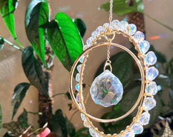 Crystal Suncatcher, Rainbow Maker Window Hanging, Prism Window Decor
